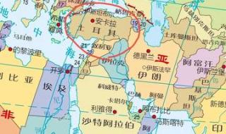 土耳其在地图上的位置